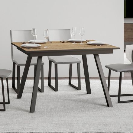 Table extensible à 180 ou 220 cm en bois et fer Made in Italy - Stars Viadurini