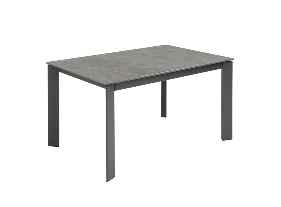 Table extensible jusqu'à 190 cm en céramique, mélamine et métal - Sara Viadurini