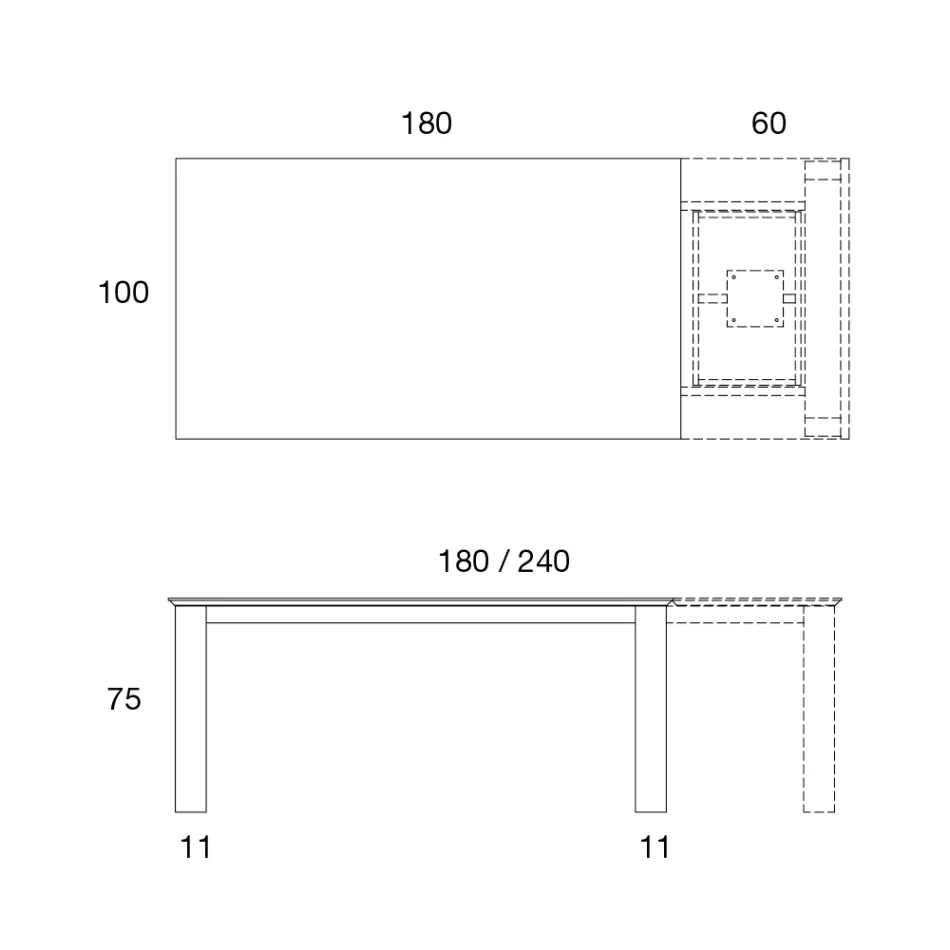 Table extensible à 2,4 m en bois massif et plateau en céramique - Antares Viadurini