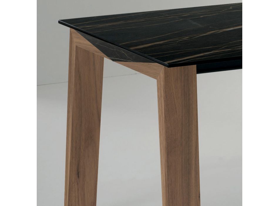 Table extensible à 2,4 m en bois massif et plateau en céramique - Antares Viadurini