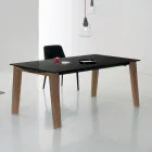 Table extensible à 2,4 m en bois massif et plateau en céramique - Antares Viadurini