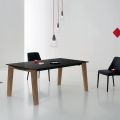 Table extensible à 2,4 m en bois massif et plateau en céramique - Antares