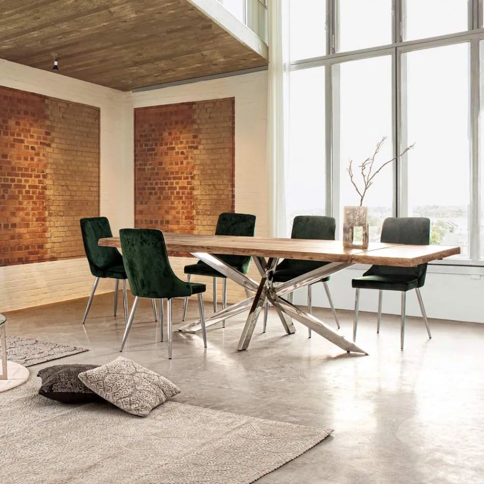 Table extensible jusqu'à 2,6 m en bois fait main Homemotion - Plutarco Viadurini