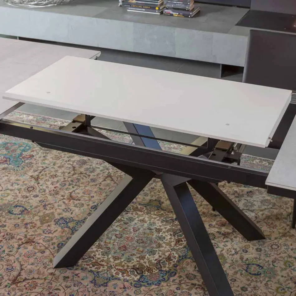 Table à manger extensible jusqu'à 2,8 m en céramique et pieds en métal - Paoluccio Viadurini