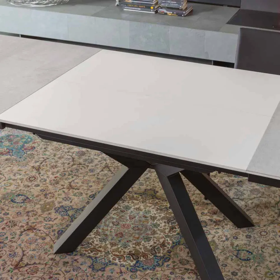Table à manger extensible jusqu'à 2,8 m en céramique et pieds en métal - Paoluccio Viadurini