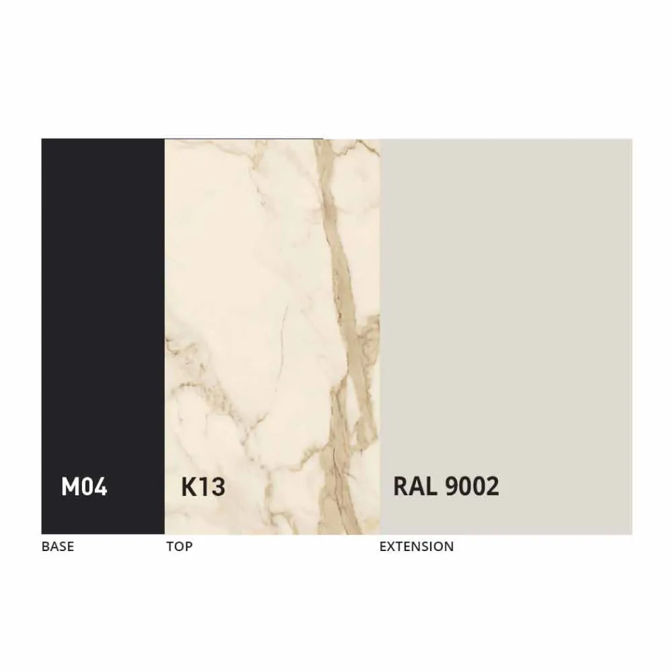 Table à manger extensible jusqu'à 2,8 m en céramique et pieds en métal - Paoluccio Viadurini