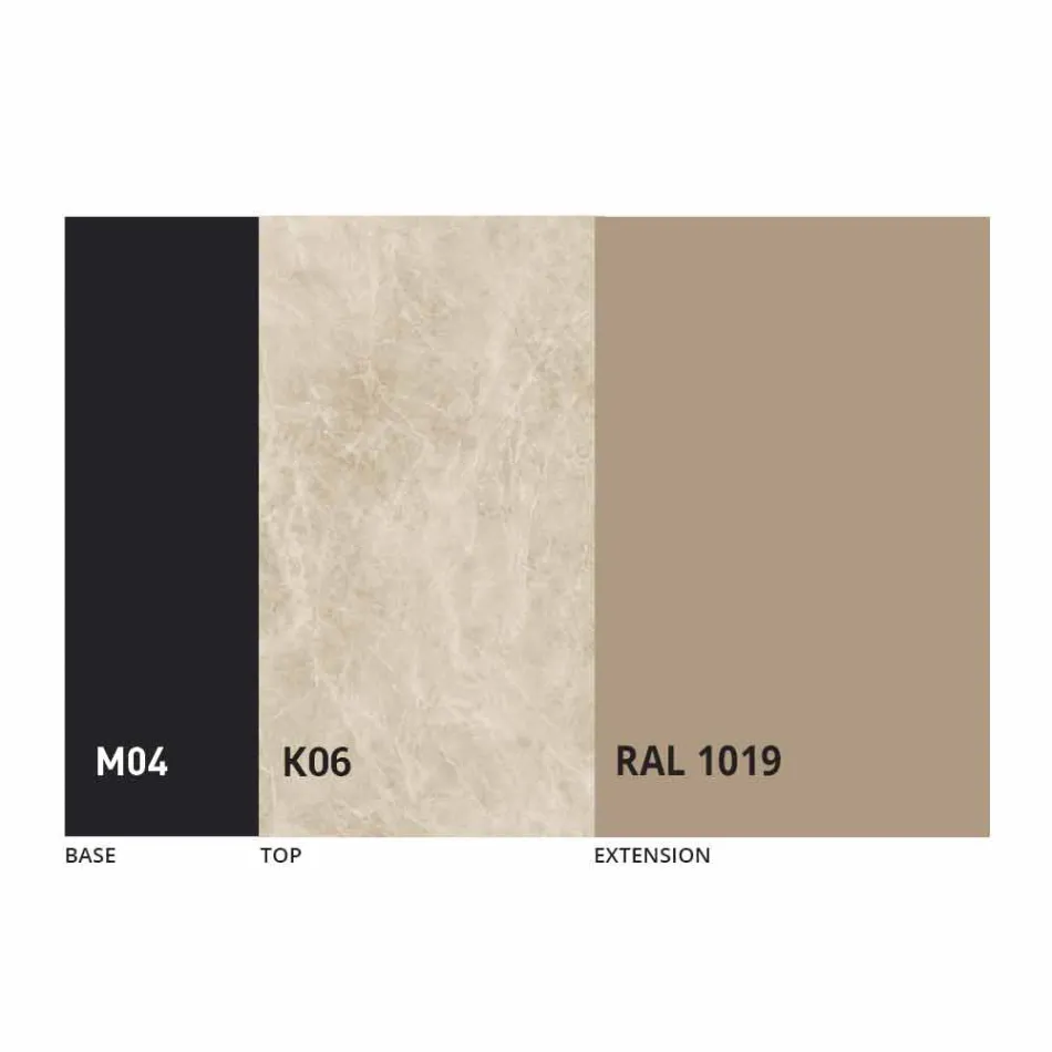 Table à manger extensible jusqu'à 2,8 m en céramique et pieds en métal - Paoluccio Viadurini