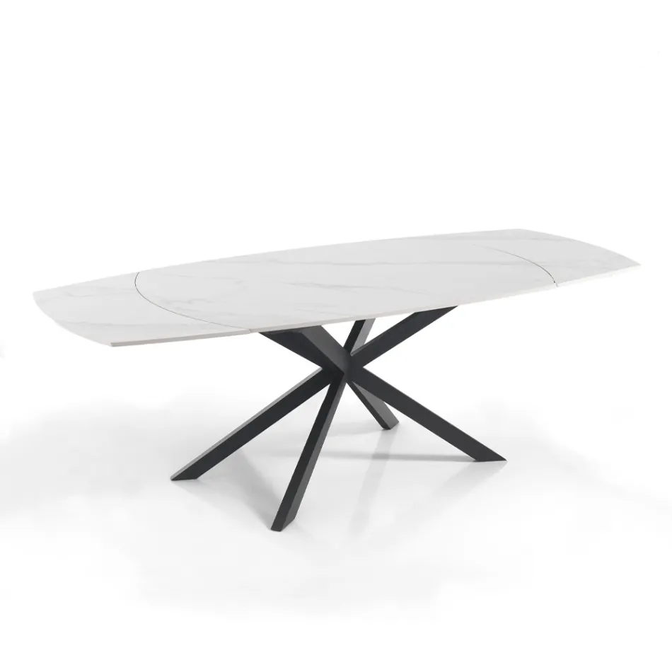 Table Extensible jusqu'à 200 cm Piètement en Acier Noir - Torio Viadurini