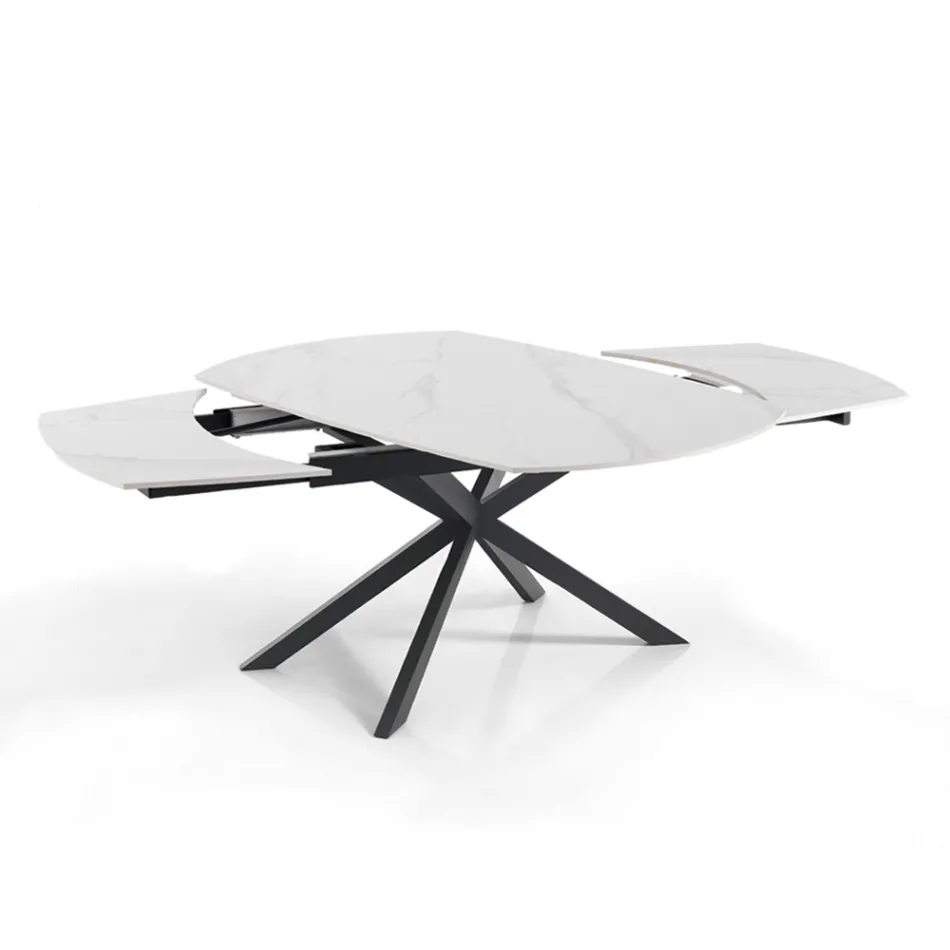 Table Extensible jusqu'à 200 cm Piètement en Acier Noir - Torio Viadurini