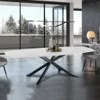 Table Extensible jusqu'à 200 cm Piètement en Acier Noir - Torio Viadurini
