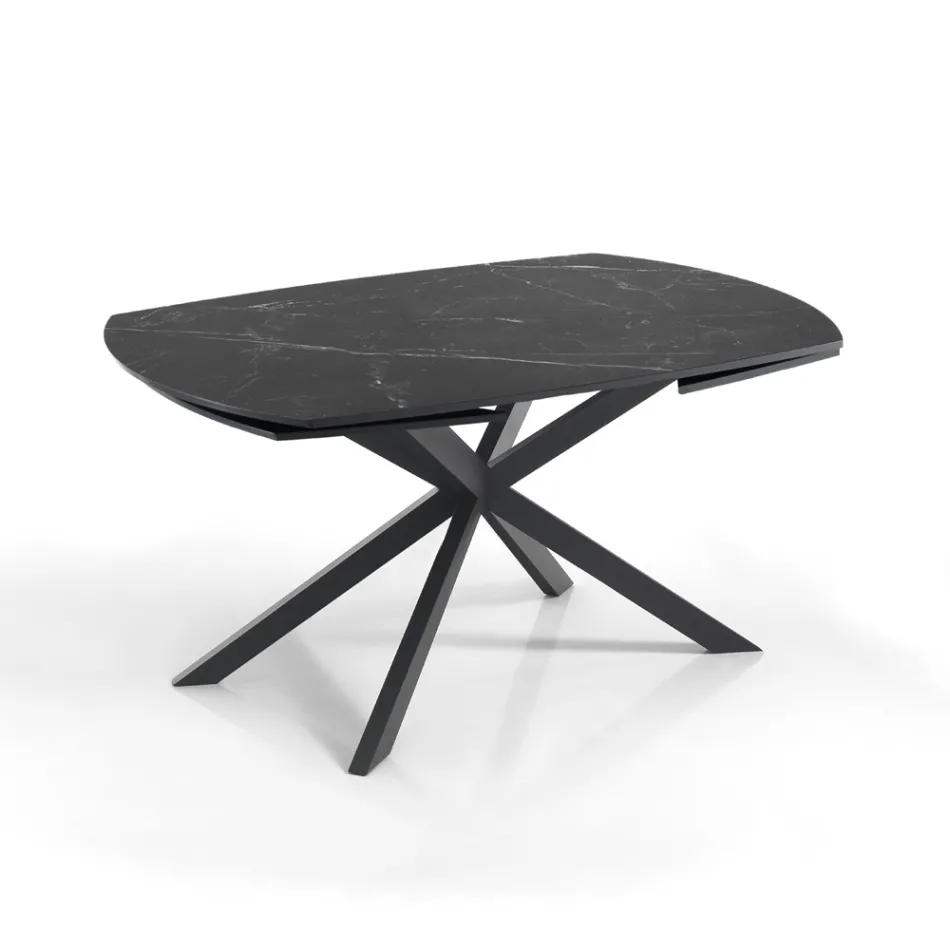 Table Extensible jusqu'à 200 cm Piètement en Acier Noir - Torio Viadurini