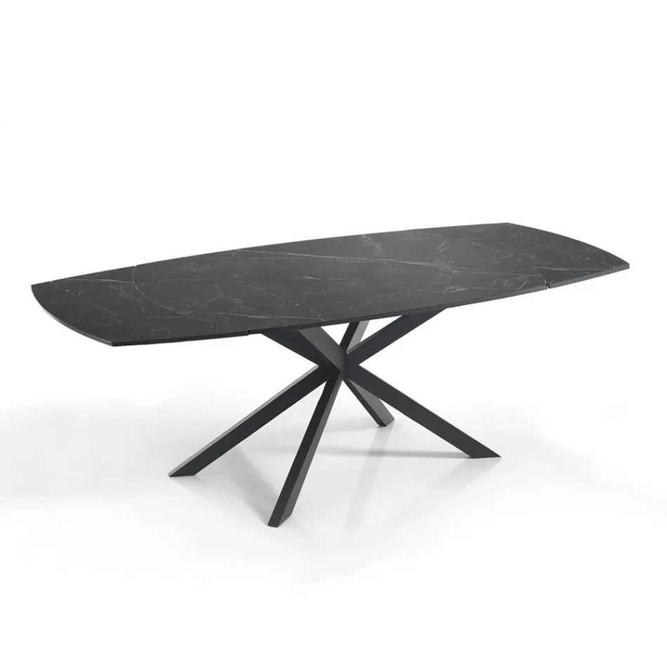 Table Extensible jusqu'à 200 cm Piètement en Acier Noir - Torio Viadurini