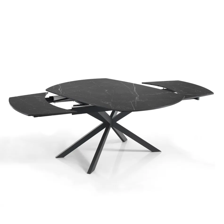 Table Extensible jusqu'à 200 cm Piètement en Acier Noir - Torio Viadurini