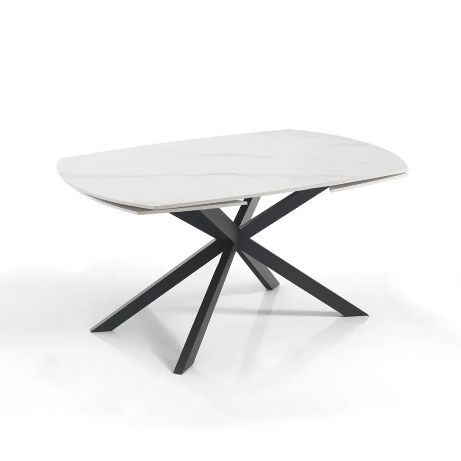 Table Extensible jusqu'à 200 cm Piètement en Acier Noir - Torio Viadurini