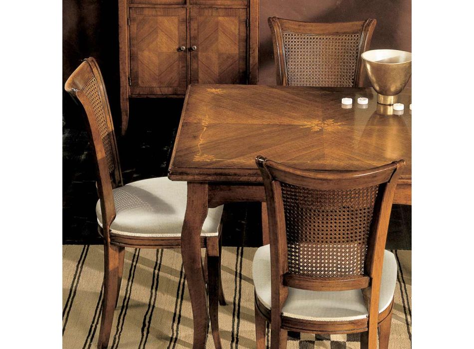 Table extensible jusqu'à 200 cm avec 4 chaises en bois de Bassano Made in Italy - Ambre Viadurini