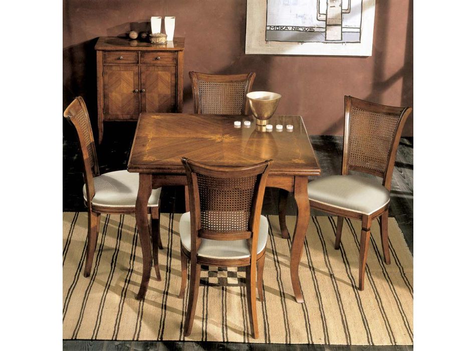 Table extensible jusqu'à 200 cm avec 4 chaises en bois de Bassano Made in Italy - Ambre Viadurini