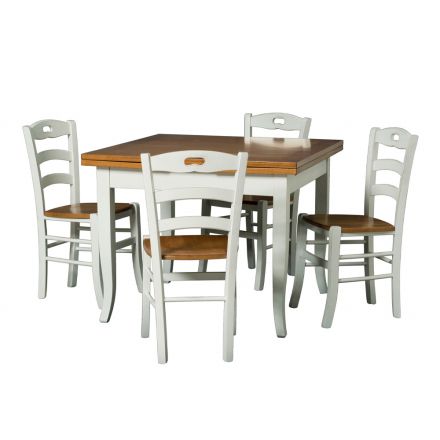 Table extensible jusqu'à 200 cm avec 4 chaises en bois Made in Italy - Améthyste Viadurini