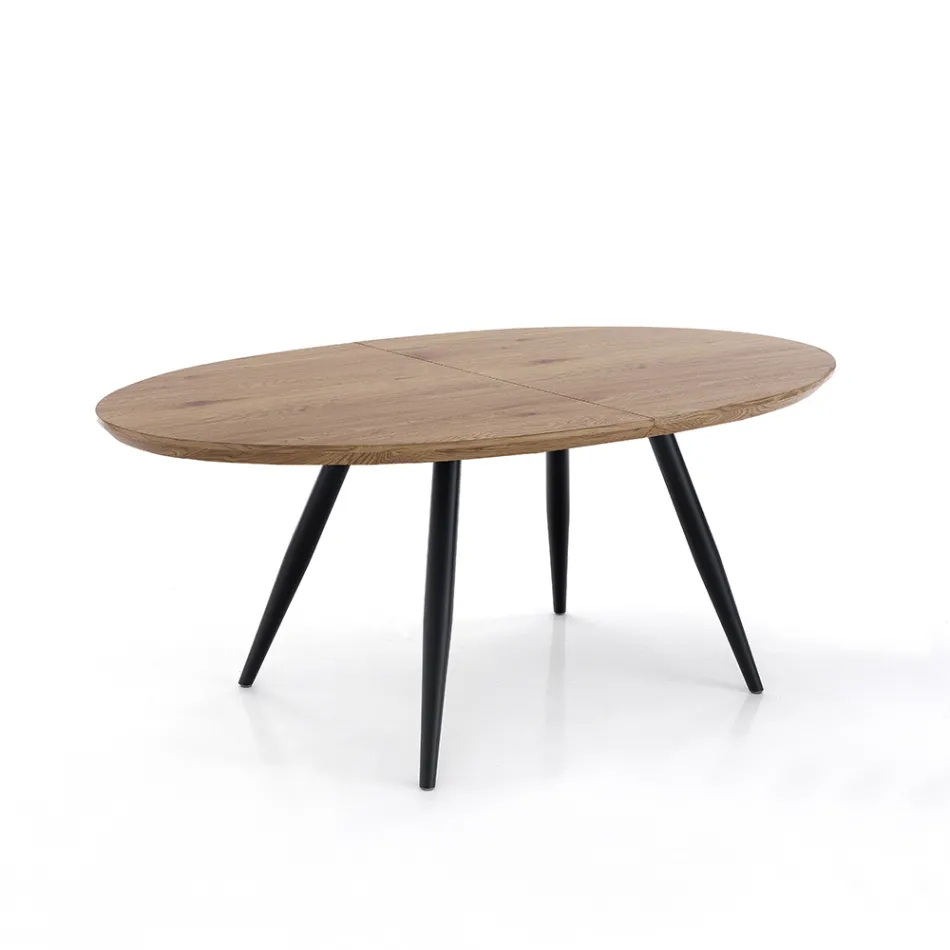 Table Extensible jusqu'à 200 cm avec Pieds en Métal Noir - Lithium Viadurini