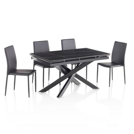 Table extensible en céramique jusqu'à 200 cm avec 4 chaises - Aisha Viadurini