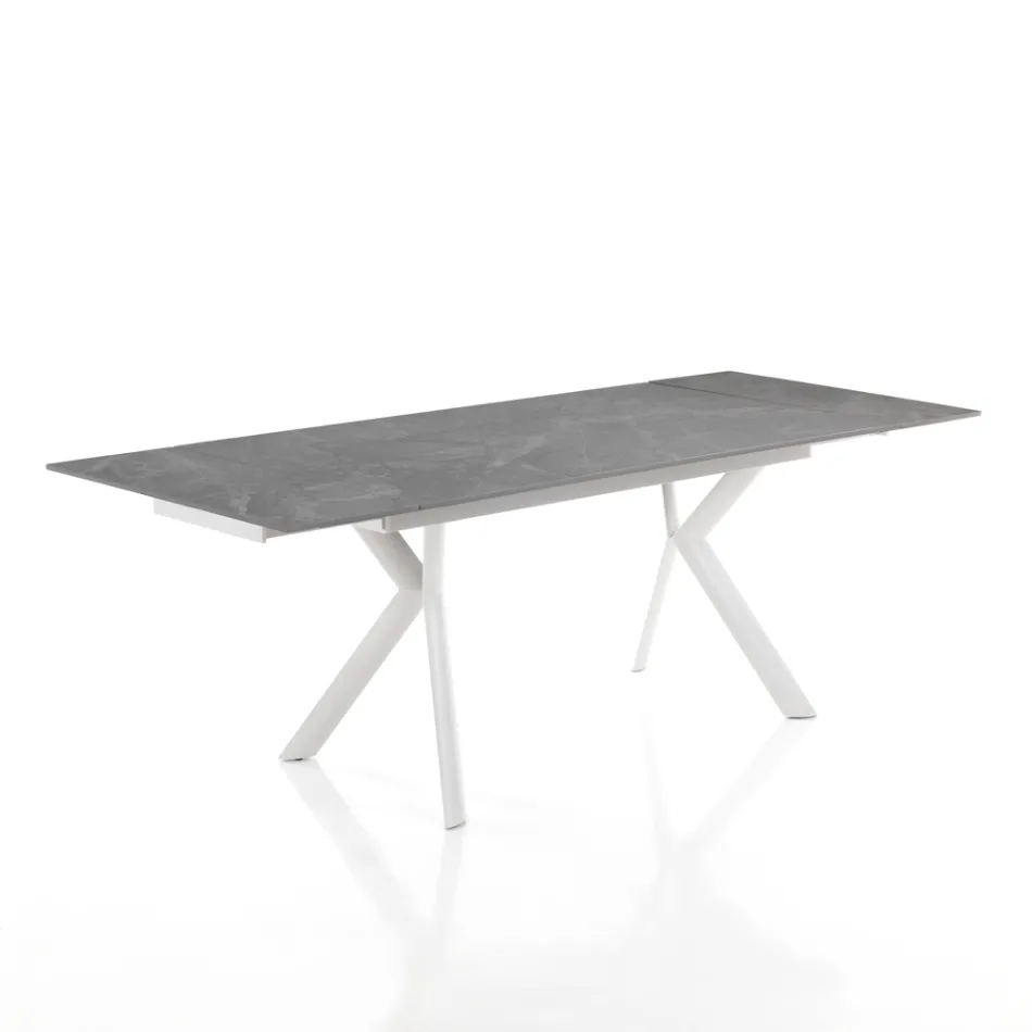 Table extensible jusqu'à 200 cm en céramique et acier - Belone Viadurini