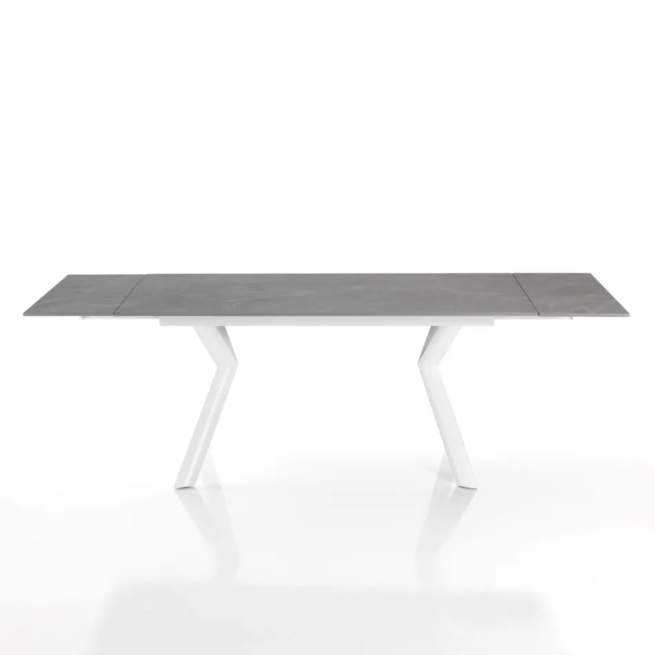 Table extensible jusqu'à 200 cm en céramique et acier - Belone Viadurini