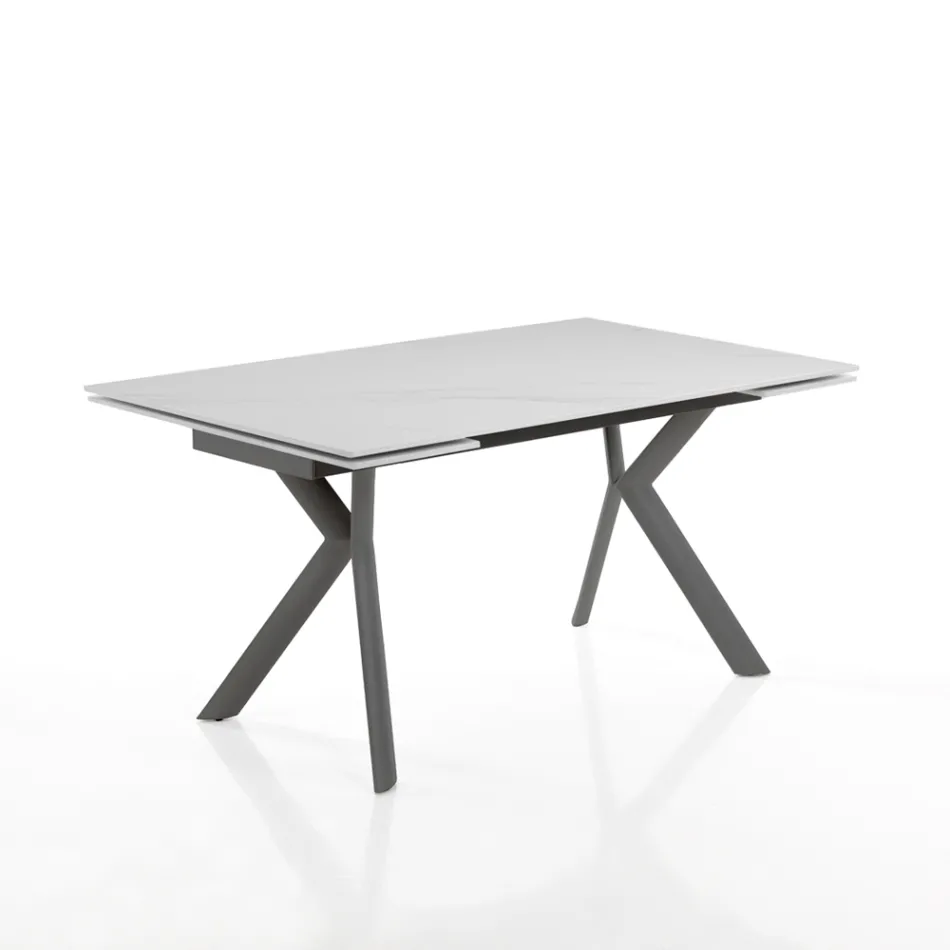 Table extensible jusqu'à 200 cm en céramique et acier - Belone Viadurini