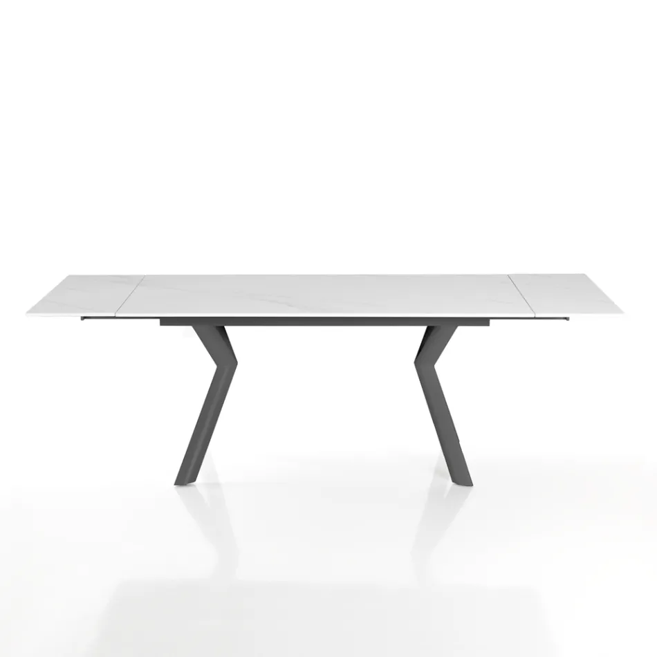 Table extensible jusqu'à 200 cm en céramique et acier - Belone Viadurini