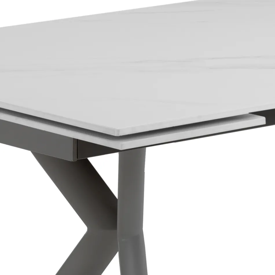 Table extensible jusqu'à 200 cm en céramique et acier - Belone Viadurini