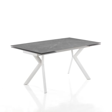 Table extensible jusqu'à 200 cm en céramique et acier - Belone Viadurini
