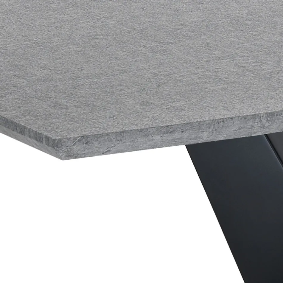 Table extensible à 200 cm en MDF Ciment - Holmium Viadurini