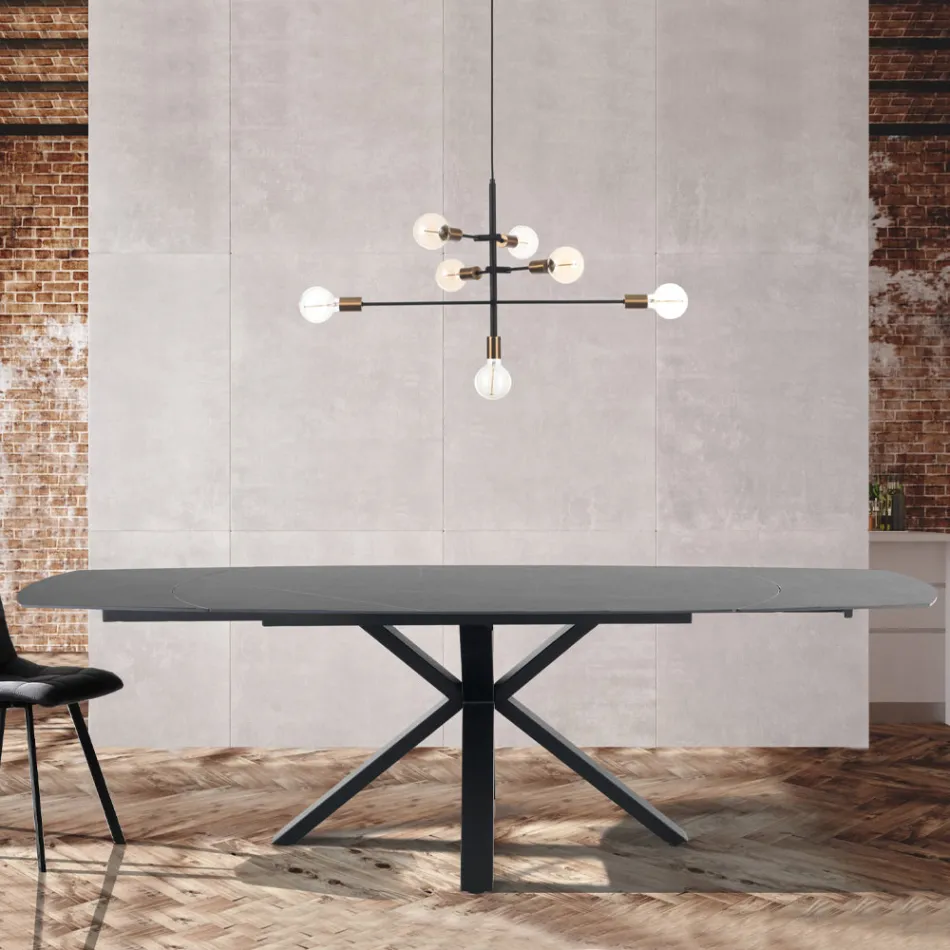 Table extensible jusqu'à 210 cm en acier et céramique - Bavosa Viadurini
