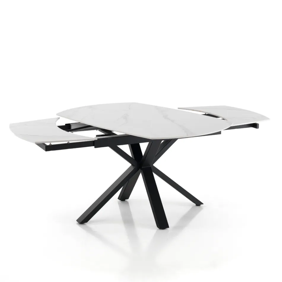 Table extensible jusqu'à 210 cm en acier et céramique - Bavosa Viadurini