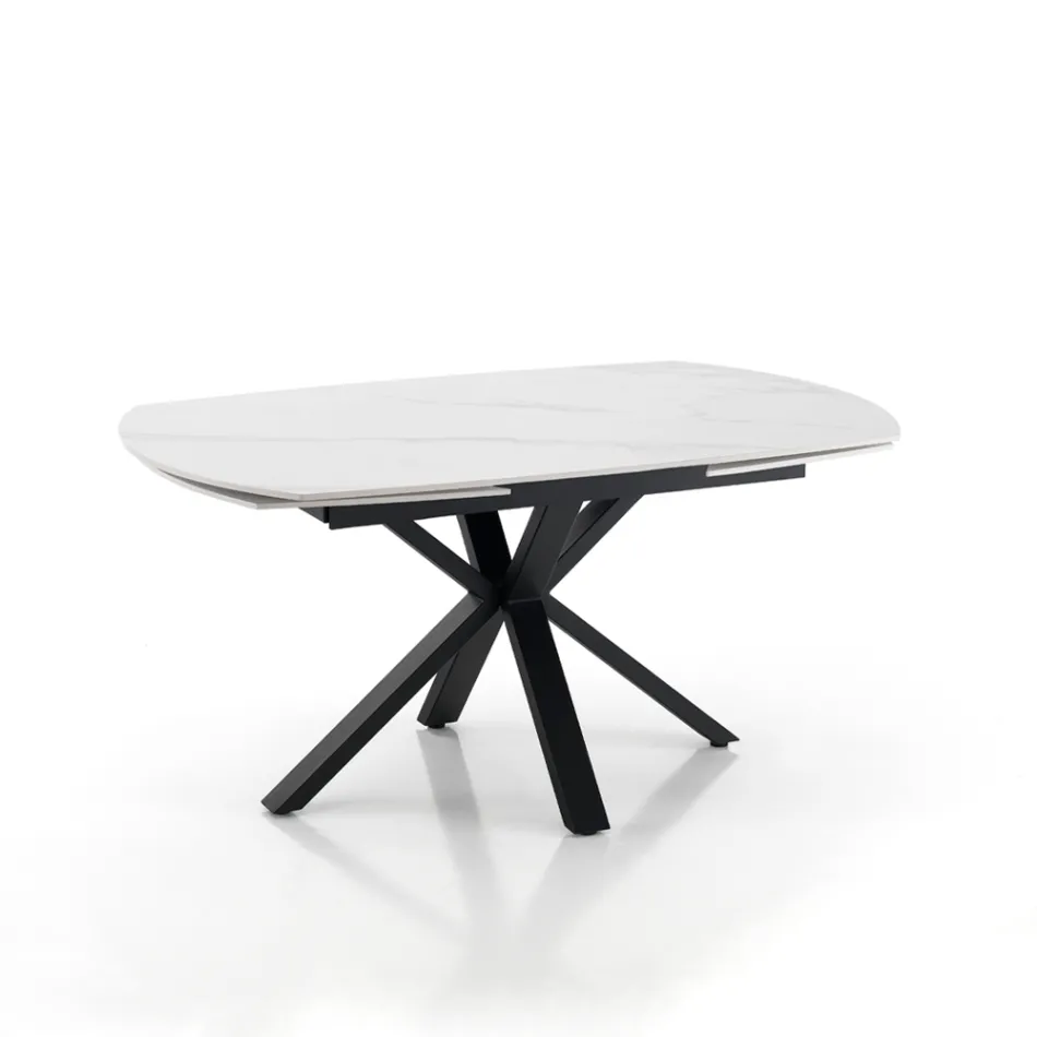 Table extensible jusqu'à 210 cm en acier et céramique - Bavosa Viadurini