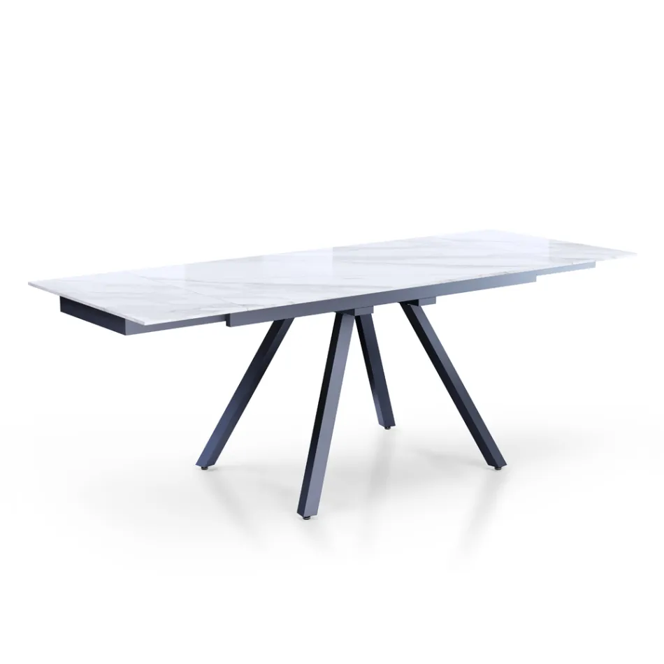 Table extensible jusqu'à 210 cm en acier gris et céramique - Canario Viadurini