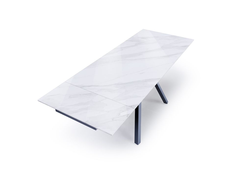 Table extensible jusqu'à 210 cm en acier gris et céramique - Canario Viadurini