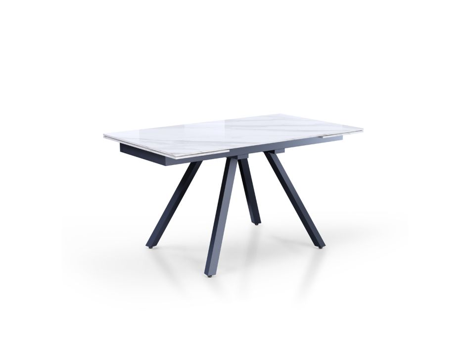 Table extensible jusqu'à 210 cm en acier gris et céramique - Canario Viadurini