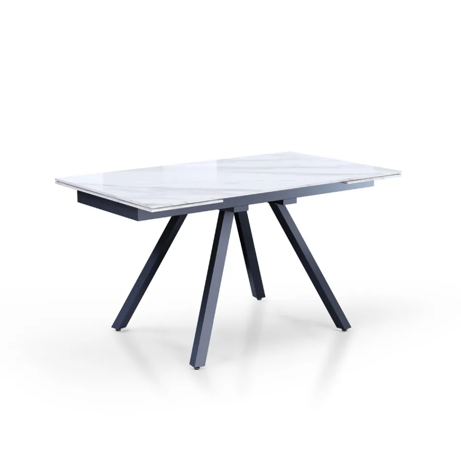 Table extensible jusqu'à 210 cm en acier gris et céramique - Canario Viadurini