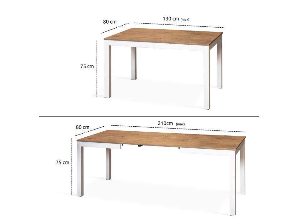 Table extensible à 210 cm en mélaminé et bois massif Made in Italy - Gustavo Viadurini