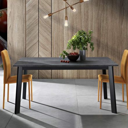 Table Extensible à 220 cm avec Base en Hêtre Graphite Made in Italy - Toles Viadurini