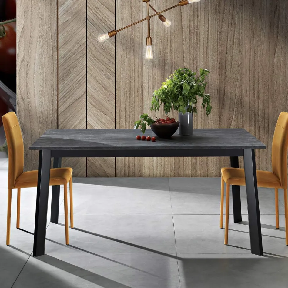 Table Extensible à 220 cm avec Base en Hêtre Graphite Made in Italy - Toles Viadurini