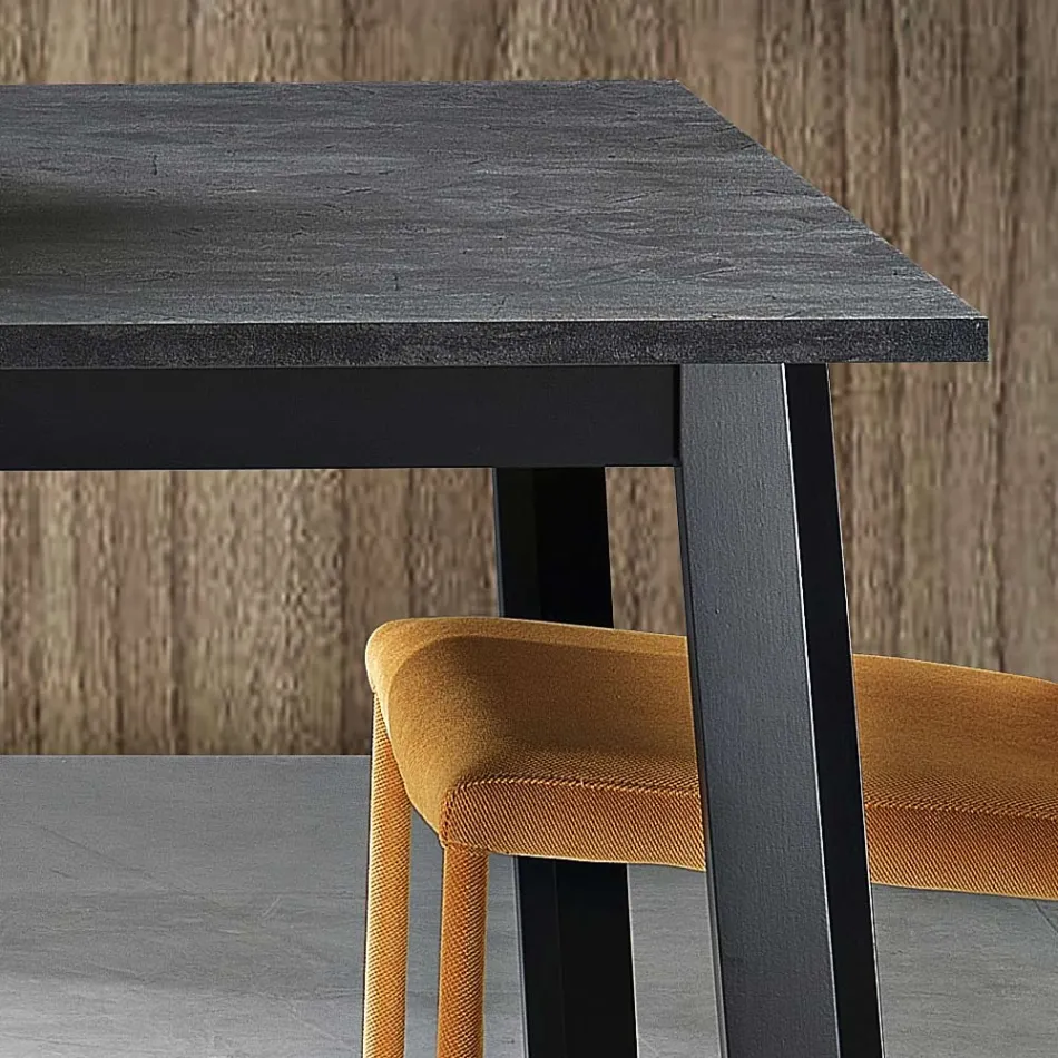 Table Extensible à 220 cm avec Base en Hêtre Graphite Made in Italy - Toles Viadurini
