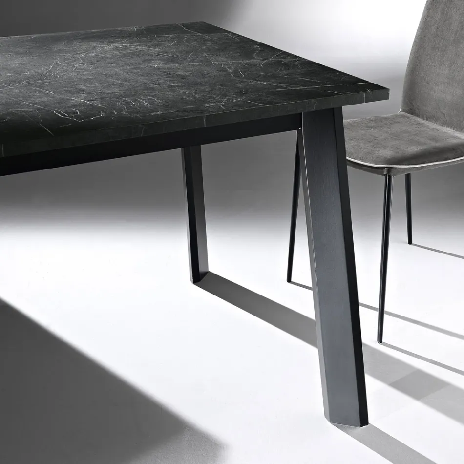 Table Extensible à 220 cm avec Base en Hêtre Graphite Made in Italy - Toles Viadurini