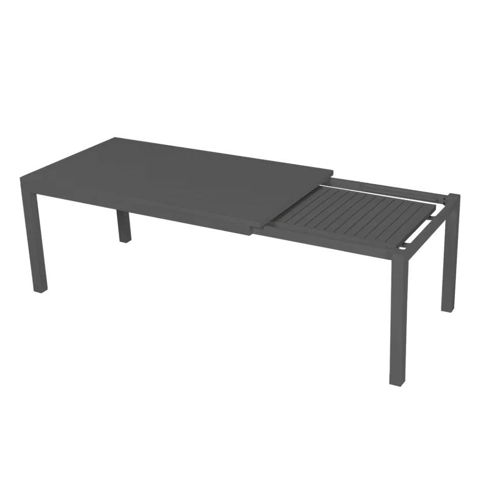 Table extensible 220 cm en aluminium anthracite pour le jardin - Ciseaux Viadurini