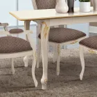 Table Extensible à 220 cm en Bois Blanc et Or Made in Italy - Luxury Viadurini