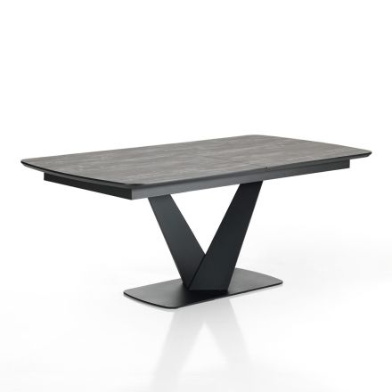 Table Extensible jusqu'à 230 cm avec Base en MDF Noir - Barracuda Viadurini
