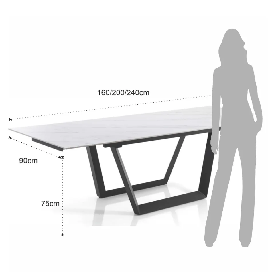 Table Extensible jusqu'à 240 cm en Acier Gris - Bonito Viadurini