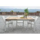 Table à rallonge 240 cm en aluminium blanc et plateau en teck - Diary Viadurini
