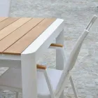 Table à rallonge 240 cm en aluminium blanc et plateau en teck - Diary Viadurini