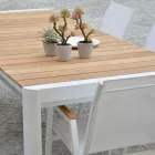 Table à rallonge 240 cm en aluminium blanc et plateau en teck - Diary Viadurini