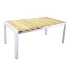 Table à rallonge 240 cm en aluminium blanc et plateau en teck - Diary Viadurini